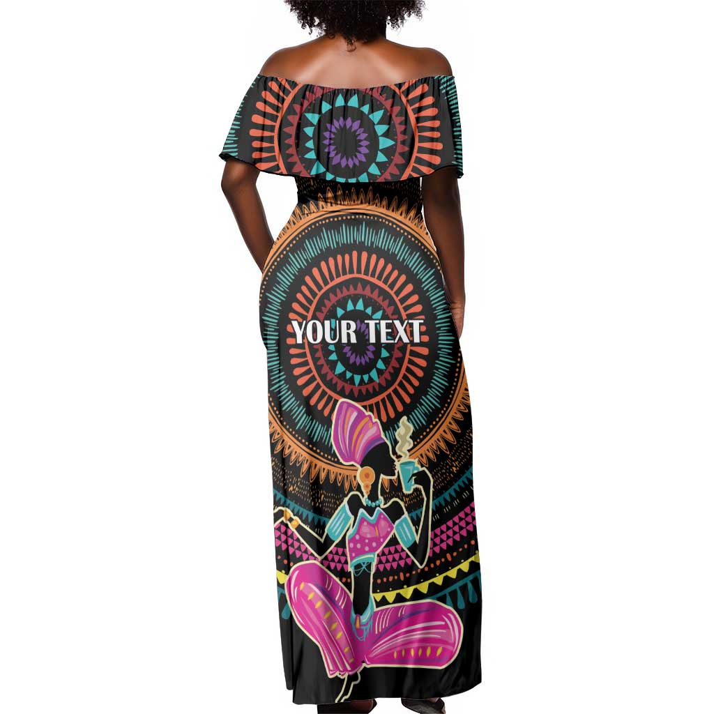Personalized Africa Off Shoulder Maxi Dress Beautiful Black Woman