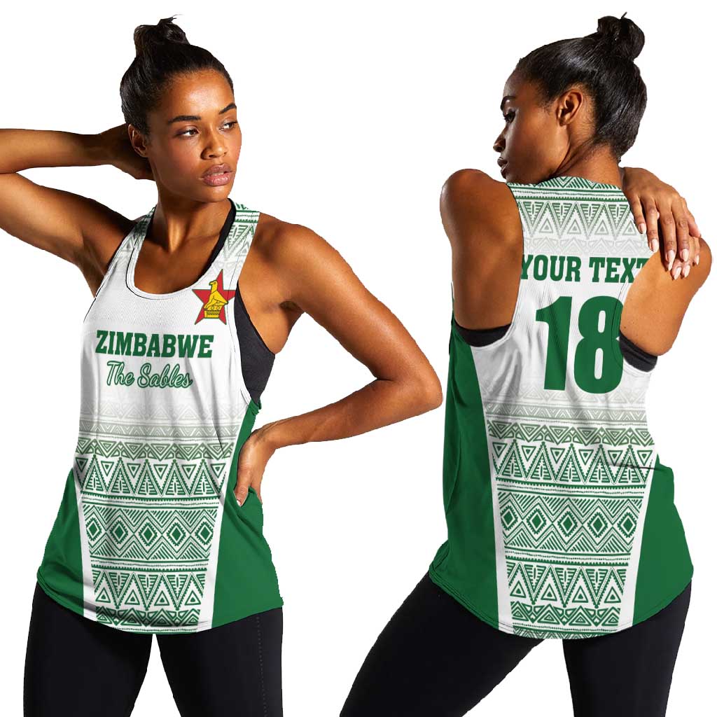 Custom Zimbabwe Sables Rugby Women Racerback Tank African Patterns - African Pride