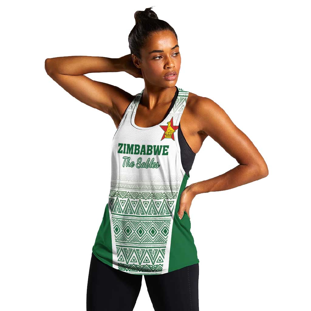 Custom Zimbabwe Sables Rugby Women Racerback Tank African Patterns - African Pride