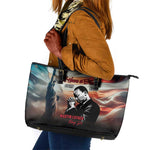 Happy MLK Day Leather Tote Bag Black Americans Leaders I Have a Dream