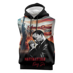 Happy MLK Day Sleeveless Hoodie Black Americans Leaders I Have a Dream - African Pride