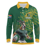 Rugby South Africa Champion Custom Long Sleeve Polo Shirt Springboks Mascot - African Pride
