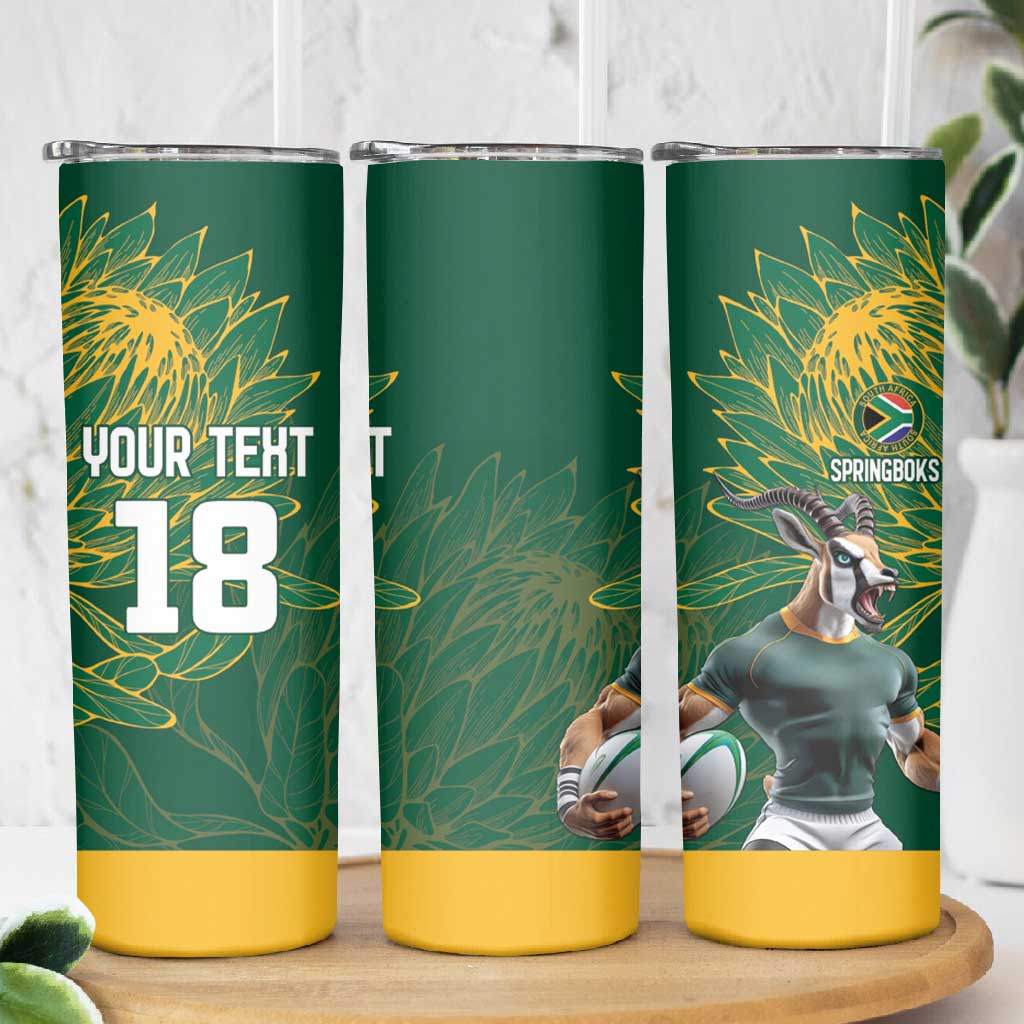 Rugby South Africa Champion Custom Skinny Tumbler Springboks Mascot - African Pride