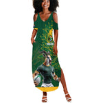Rugby South Africa Champion Custom Summer Maxi Dress Springboks Mascot - African Pride