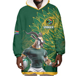 Rugby South Africa Champion Custom Wearable Blanket Hoodie Springboks Mascot - African Pride