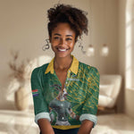 Rugby South Africa Champion Custom Women Casual Shirt Springboks Mascot - African Pride
