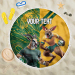 South Africa Australia Rugby Champion Personalized Beach Blanket Springboks Wallabies Mascot - African Pride