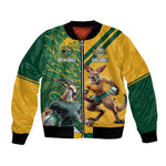 South Africa Australia Rugby Champion Personalized Bomber Jacket Springboks Wallabies Mascot - African Pride