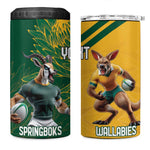 South Africa Australia Rugby Champion Personalized 4 in 1 Can Cooler Tumbler Springboks Wallabies Mascot - African Pride