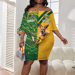 South Africa Australia Rugby Champion Personalized Off Shoulder Short Dress Springboks Wallabies Mascot - African Pride