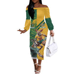 South Africa Australia Rugby Champion Personalized Off The Shoulder Long Sleeve Dress Springboks Wallabies Mascot - African Pride