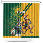 South Africa Australia Rugby Champion Personalized Shower Curtain Springboks Wallabies Mascot - African Pride