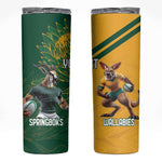 South Africa Australia Rugby Champion Personalized Skinny Tumbler Springboks Wallabies Mascot - African Pride