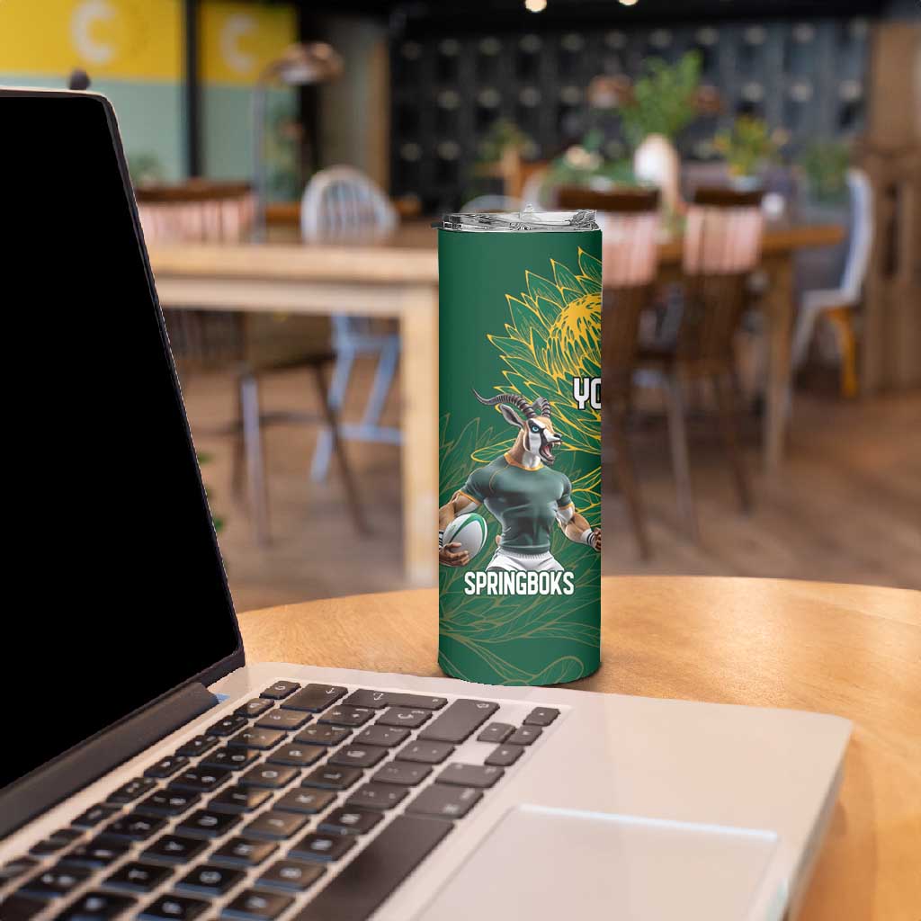 South Africa Australia Rugby Champion Personalized Skinny Tumbler Springboks Wallabies Mascot - African Pride