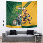 South Africa Australia Rugby Champion Personalized Tapestry Springboks Wallabies Mascot - African Pride