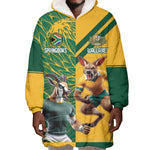 South Africa Australia Rugby Champion Personalized Wearable Blanket Hoodie Springboks Wallabies Mascot - African Pride