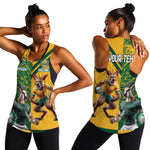South Africa Australia Rugby Champion Personalized Women Racerback Tank Springboks Wallabies Mascot - African Pride