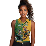 South Africa Australia Rugby Champion Personalized Women Sleeveless Polo Shirt Springboks Wallabies Mascot - African Pride