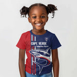 Cape Verde Football Pride Custom Kid T shirt Tubaroes Azuis Champion - African Pride