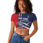 Cape Verde Football Pride Custom Raglan Cropped T shirt Tubaroes Azuis Champion - African Pride