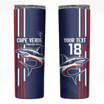 Cape Verde Football Pride Custom Skinny Tumbler Tubaroes Azuis Champion - African Pride
