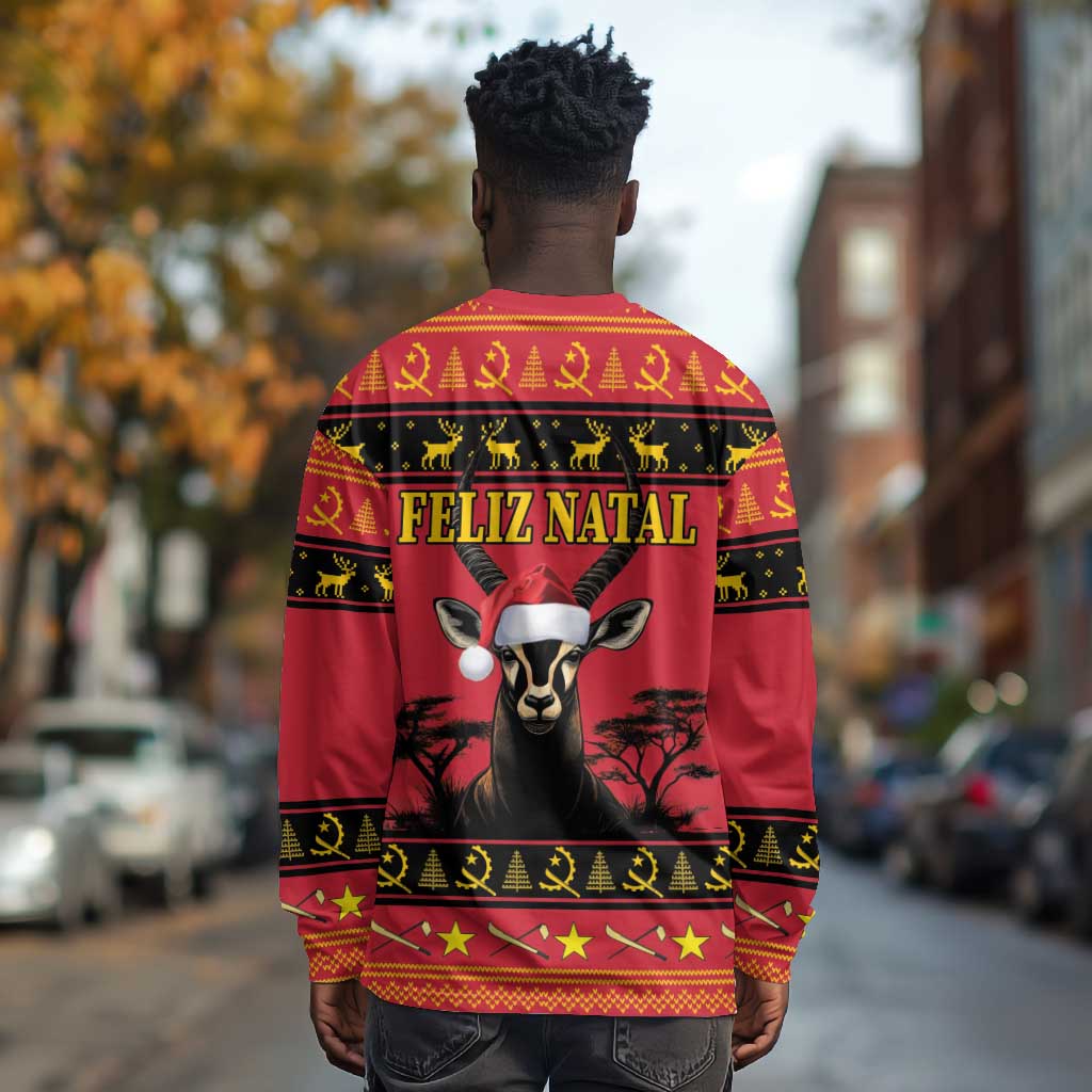 Afro Angola Giant Sable Antelope Christmas Long Sleeve Shirt Virtus Unita Fortior Feliz Natal
