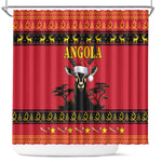 Afro Angola Giant Sable Antelope Christmas Shower Curtain Virtus Unita Fortior Feliz Natal