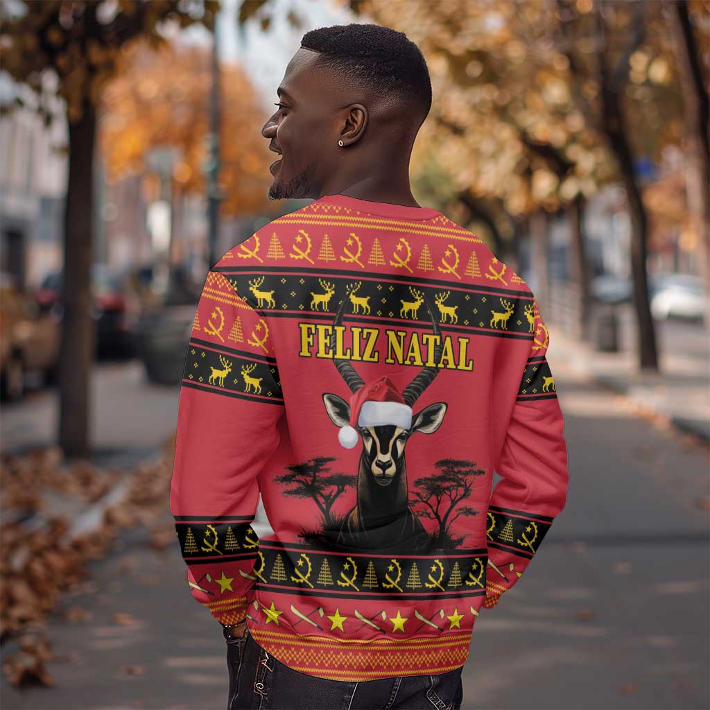 Afro Angola Giant Sable Antelope Christmas Sweatshirt Virtus Unita Fortior Feliz Natal