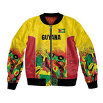 Custom Guyana Football Pride Bomber Jacket Golden Jaguars Go Champion - Yellow - African Pride