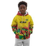 Custom Guyana Football Pride Kid Hoodie Golden Jaguars Go Champion - Yellow - African Pride
