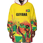Custom Guyana Football Pride Wearable Blanket Hoodie Golden Jaguars Go Champion - Yellow - African Pride