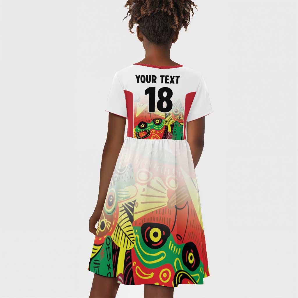 Custom Guyana Football Pride Kid Short Sleeve Dress Golden Jaguars Go Champion - White - African Pride