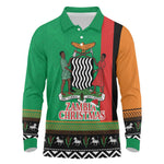 Afro Zambia Christmas Long Sleeve Polo Shirt Coat Of Arms With Kente Pattern