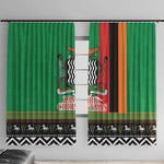 Afro Zambia Christmas Window Curtain Coat Of Arms With Kente Pattern