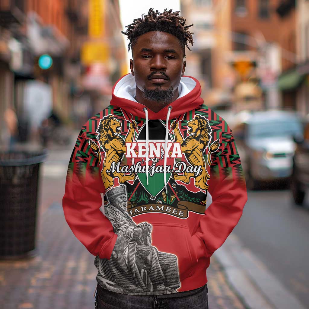 Personalized Afro Kenya Mashujaa Day Hoodie Mzee Jomo Kenyatta With Coat Of Arms