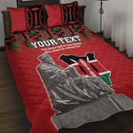 Personalized Afro Kenya Mashujaa Day Quilt Bed Set Mzee Jomo Kenyatta With Coat Of Arms