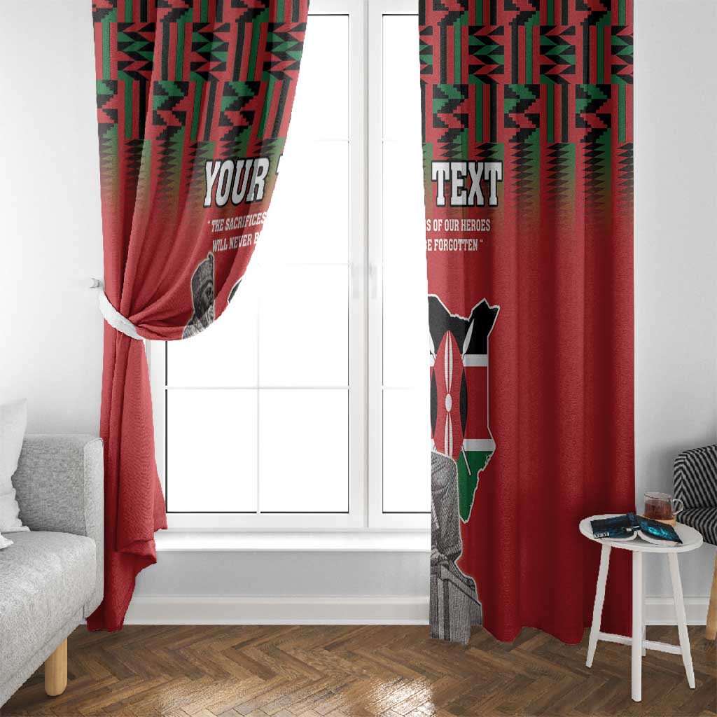 Personalized Afro Kenya Mashujaa Day Window Curtain Mzee Jomo Kenyatta With Coat Of Arms