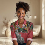 Personalized Afro Kenya Mashujaa Day Women Casual Shirt Mzee Jomo Kenyatta With Coat Of Arms LT18