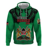 Afro Kenya National Heroes Day Hoodie Mashujaa With Lion Head And Coat Of Arms