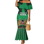 Afro Kenya National Heroes Day Mermaid Dress Mashujaa With Lion Head And Coat Of Arms
