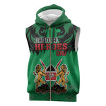 Afro Kenya National Heroes Day Sleeveless Zip Hoodie Mashujaa With Lion Head And Coat Of Arms - African Pride