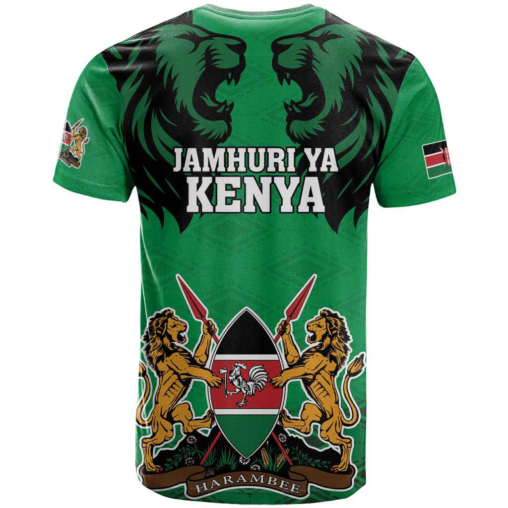 Afro Kenya National Heroes Day T shirt Mashujaa With Lion Head And Coat Of Arms
