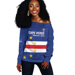 Cape Verde Football Go Champion Custom Off Shoulder Sweater Sporty Style - African Pride