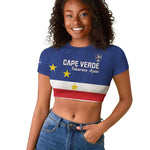 Cape Verde Football Go Champion Custom Raglan Cropped T shirt Sporty Style - African Pride