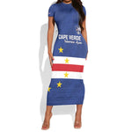 Cape Verde Football Go Champion Custom Short Sleeve Bodycon Dress Sporty Style - African Pride