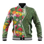 Afro Tropical Flowers Baseball Jacket Green Version LT18