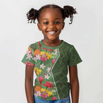 Afro Tropical Flowers Kid T shirt Green Version