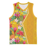 Afro Tropical Flowers Basketball Jersey Yellow Version - African Pride