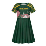Personalized South Africa With Afro King Protea Kid Short Sleeve Dress Kente Patterns