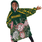 Personalized South Africa With Afro King Protea KId Wearable Blanket Hoodie Kente Patterns